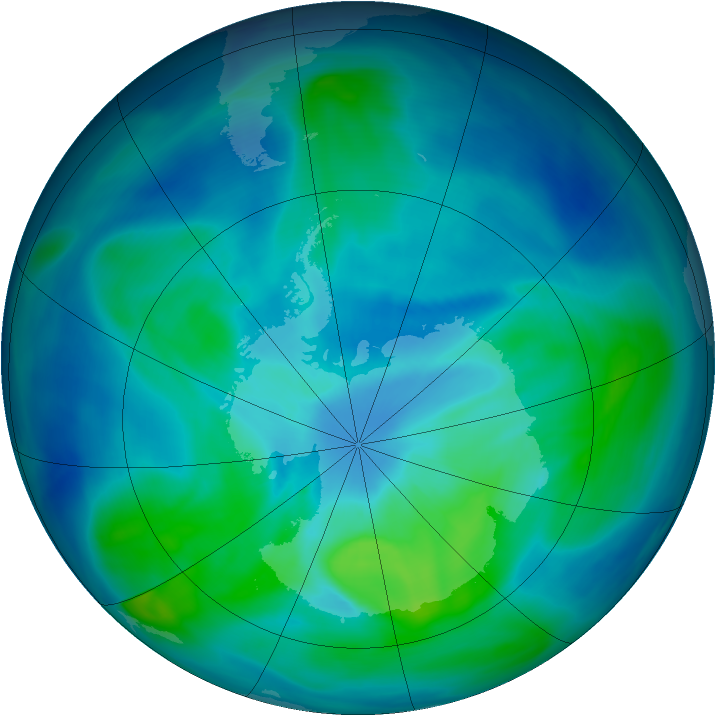 Antarctic ozone map for 09 March 2006